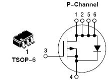 NTGS3441B, Power MOSFET -20 V, -3.5 A, Single P-Channel, TSOP-6